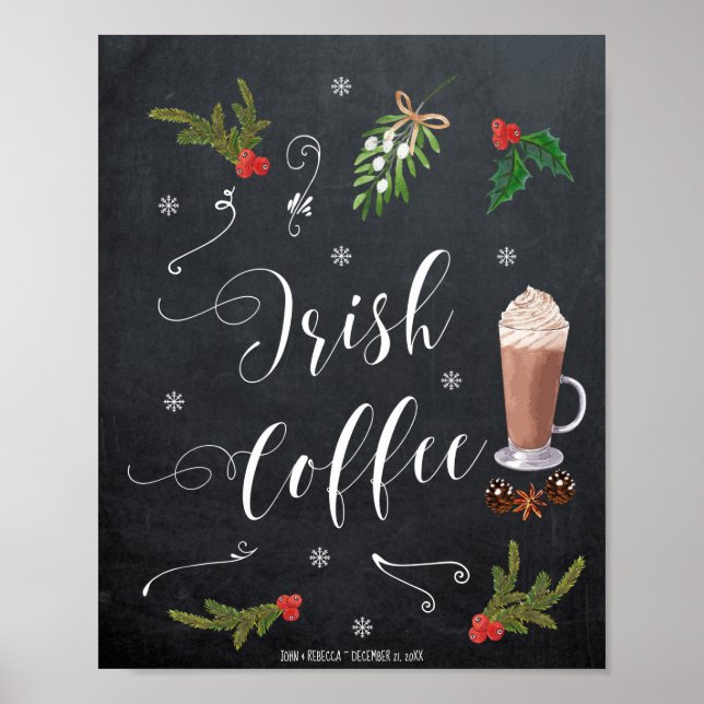 Poster Sinal de casamento de inverno de café irlandês (Frente)
