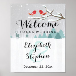 Póster Sinal de Casamento de Inverno Neve Terra das Marav