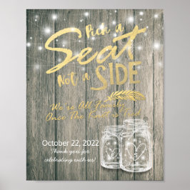 Poster Sinal de Casamento de Madeira Escolha um Assento N