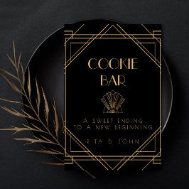 Poster Sinal de Casamento de Mesa de Cookie Dourado Cláss