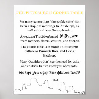 Poster Sinal de Casamento de Mesa de Pittsburgh Cookie
