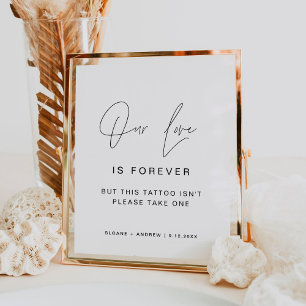 Poster Sinal de Casamento de Mesa Temporária de Tatuagem 