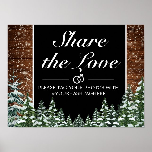 Poster Sinal de Casamento de Pinus e Madeira Neves Negra (Frente)