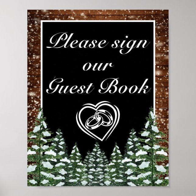 Poster Sinal de Casamento de Pinus e Madeira Neves Negra (Frente)