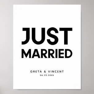 Poster Sinal de casamento de Recem casados minimalista