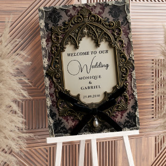 Poster Sinal de Casamento de Renda Vitoriana Rococó de Lu