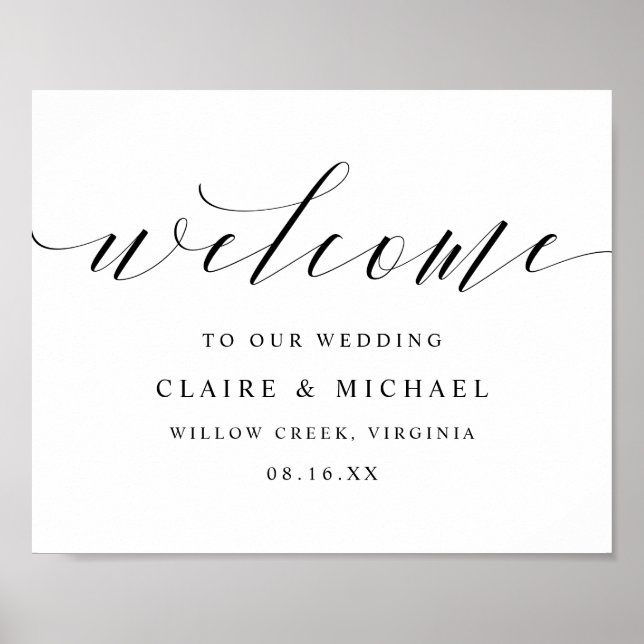 Poster Sinal de Casamento de Script de Caligrafia Simples (Frente)