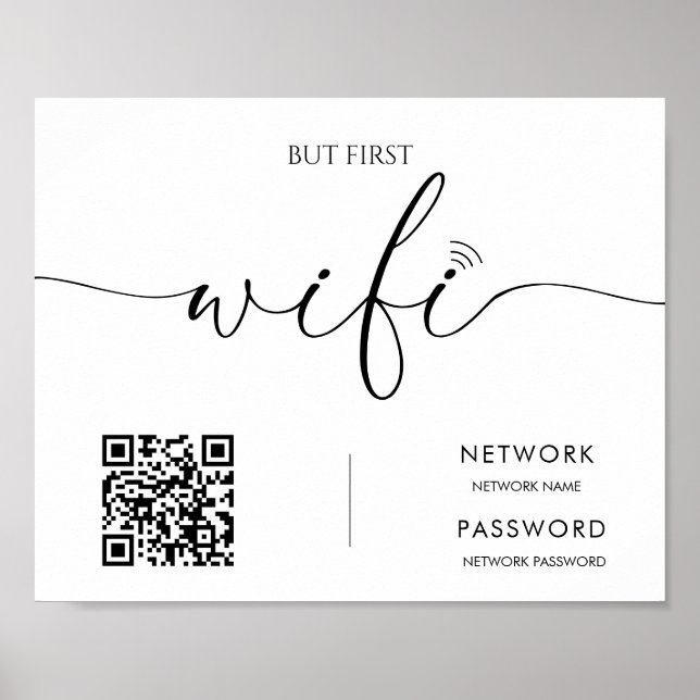 Poster Sinal de casamento de senha de WiFi moderno minima (Frente)
