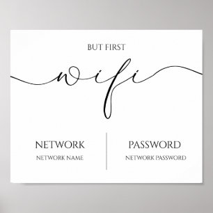Poster Sinal de casamento de senha de WiFi moderno minima