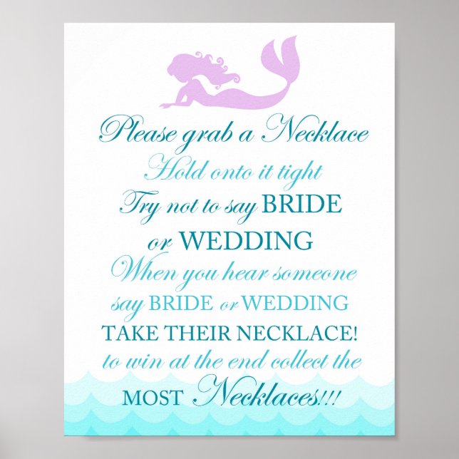 Poster Sinal de Casamento de Sereia Chá de Noiva Não Diga (Frente)