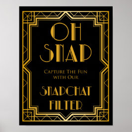 Póster Sinal de Casamento de Snapchat | Gatsby Art Deco