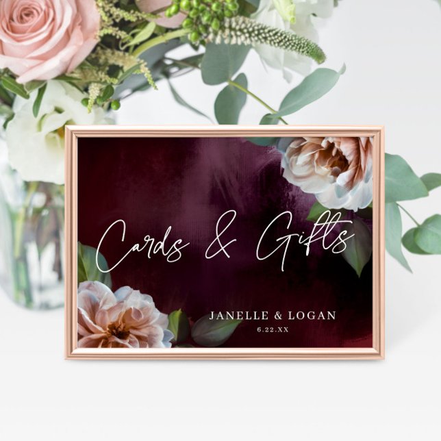 Poster Sinal de Casamento de Tabletop Floral Moody Rustic (Criador carregado)