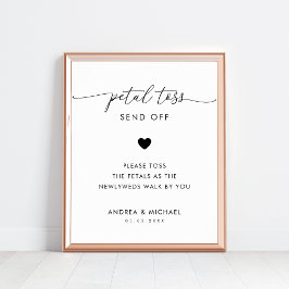 Poster Sinal de Casamento de Toss Petal de Script Moderno
