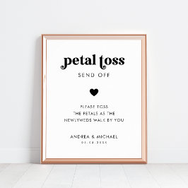 Poster Sinal de Casamento de Toss Petal de Script Retroat