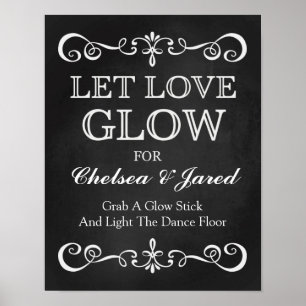 Póster Sinal de Casamento - Deixe o Amor Brilhar Chalkboa