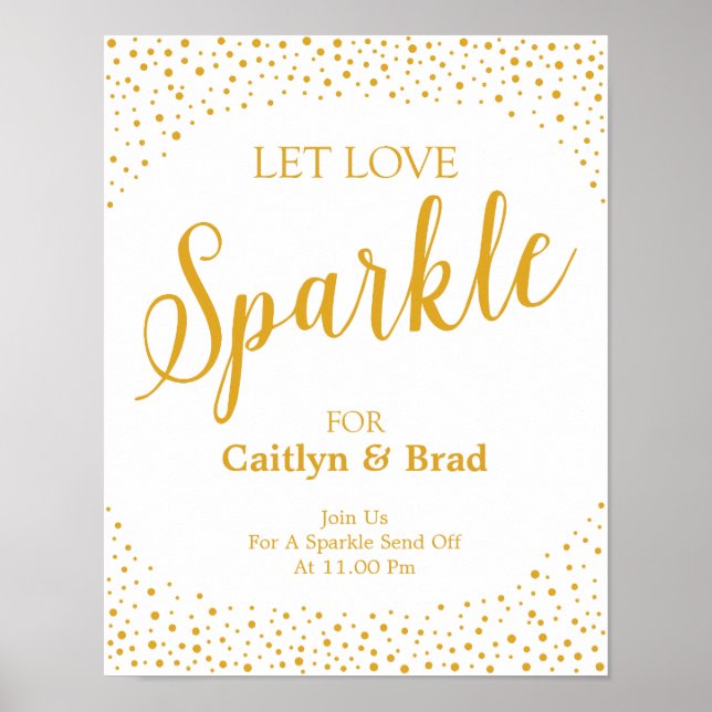 Poster Sinal de Casamento - Deixe o Amor Sparkle Confetti (Frente)