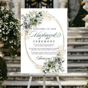 Poster Sinal de Casamento Desconectado com Eucalipto em A
