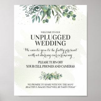 Poster Sinal de Casamento Desconectado do Jardim Eucalypt