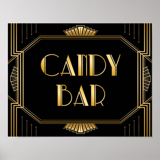 Póster Sinal de casamento do Bar doce | Gatsby Art Deco (Frente)