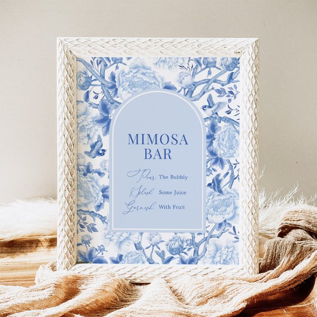 Poster Sinal de Casamento do Bar Mimosa Azul Branco Chino (Criador carregado)