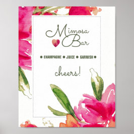 Poster Sinal de Casamento do Bar Mimosa | Floral Watercol