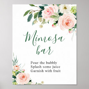 Poster Sinal de Casamento do Bar Mimosa - Flores Rosa Esm