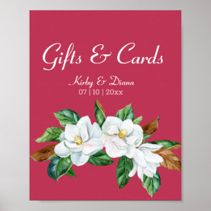 Poster Sinal de casamento do Buquê Magenta Magnolia