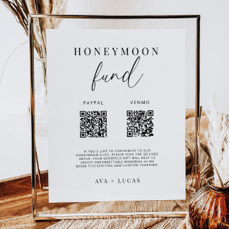 Poster Sinal de Casamento do Código QR do Fundo de Lua de