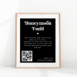 Poster Sinal de Casamento do Fundo Honeymoon Retro Script<br><div class="desc">Este poster elegante com script retrô,  texto personalizado e código qr faria um excelente adicional para a celebração do casamento! Adicione facilmente seus próprios detalhes clicando na opção "personalizar".</div>