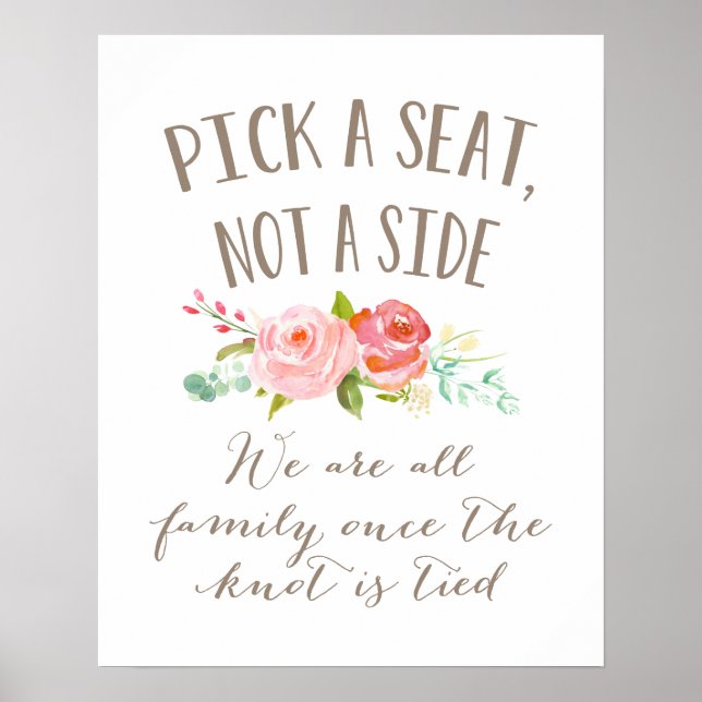 Poster Sinal de Casamento do Jardim rosa | Escolher Um Ba (Frente)