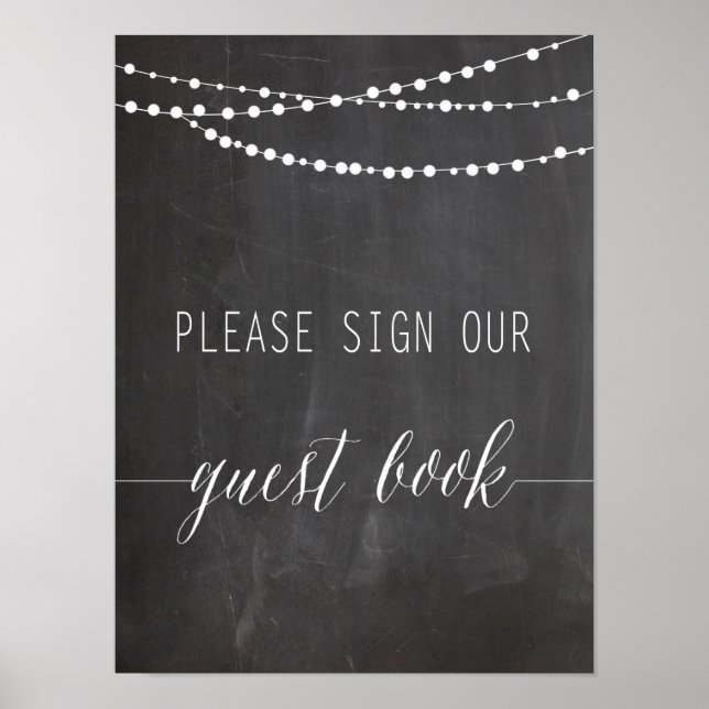 Póster Sinal de Casamento do Livro de Convidados | Caligr (Frente)