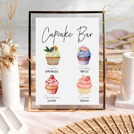 Poster Sinal de Casamento do Menu Cupcake de Sobremesa Mi