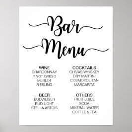 Póster Sinal de Casamento do Menu do bar | Caligrafia mod