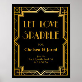 Póster Sinal de Casamento do Sparkle do Amor | Gatsby Art