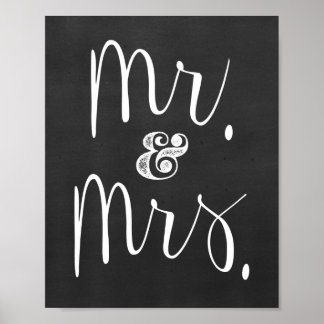 Póster Sinal de Casamento do Sr. e Sra. Chalkboard