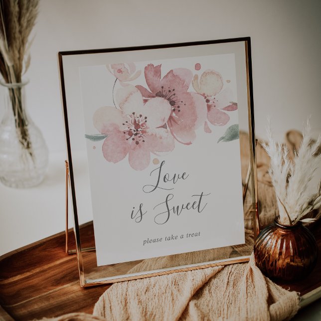 Poster Sinal de Casamento Doce Amor de Flor de Cerejeira  (Criador carregado)