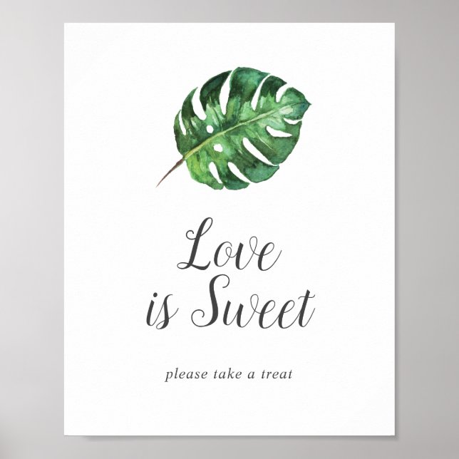 Poster Sinal de casamento Doce Amor de Palma Tropical Sel (Frente)
