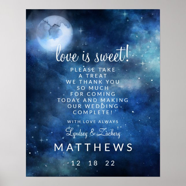 Poster Sinal de Casamento Doce Tratamento de Amor da Lua  (Frente)