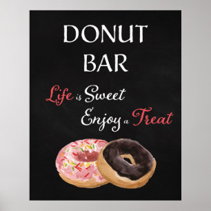 Poster Sinal de Casamento Donut Bar - A Vida é Doce