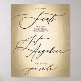 Poster Sinal de Casamento Dourado Sit Anywhere