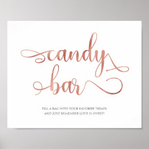Poster Sinal de Casamento elegante de rosa Bar de ouro do