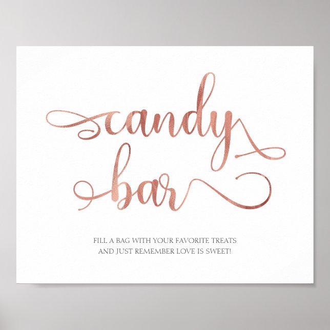 Poster Sinal de Casamento elegante de rosa Bar de ouro do (Frente)