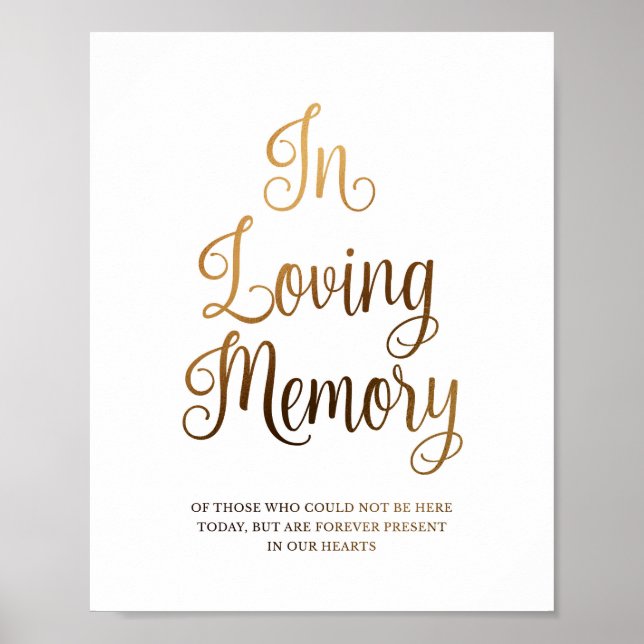Poster Sinal de casamento em ouro para em memória amorosa (Frente)