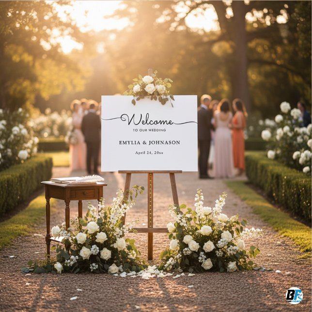 Poster Sinal de Casamento em Script Elegante Minimalista  (Criador carregado)