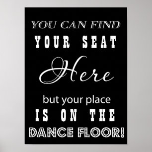 Poster Sinal de casamento engraçado dança e assento