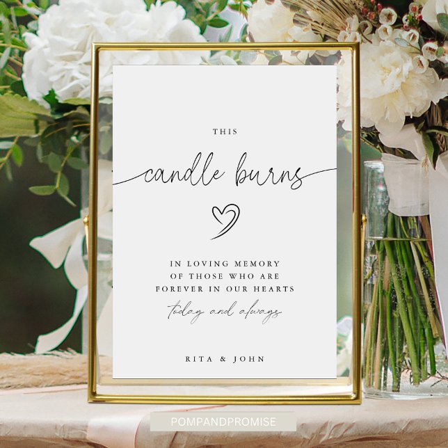 Poster Sinal de Casamento Escrito à Mão Esta Vela Queima (Criador carregado)