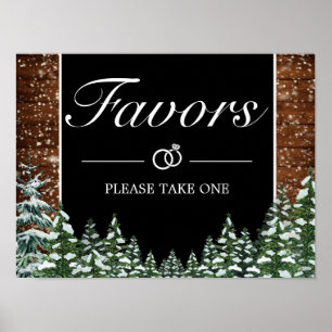Poster Sinal de casamento favorece madeira nevada preta &