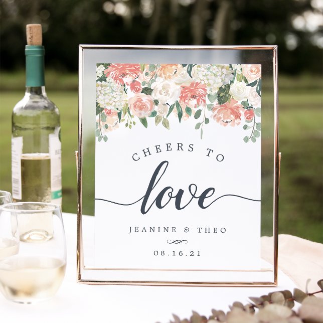 Poster Sinal de Casamento Floral de Amor (Criador carregado)