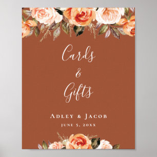 Poster Sinal de Casamento Floral do Terracotta Boho
