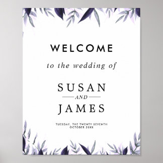Poster Sinal de Casamento Floral Dusty Botânica